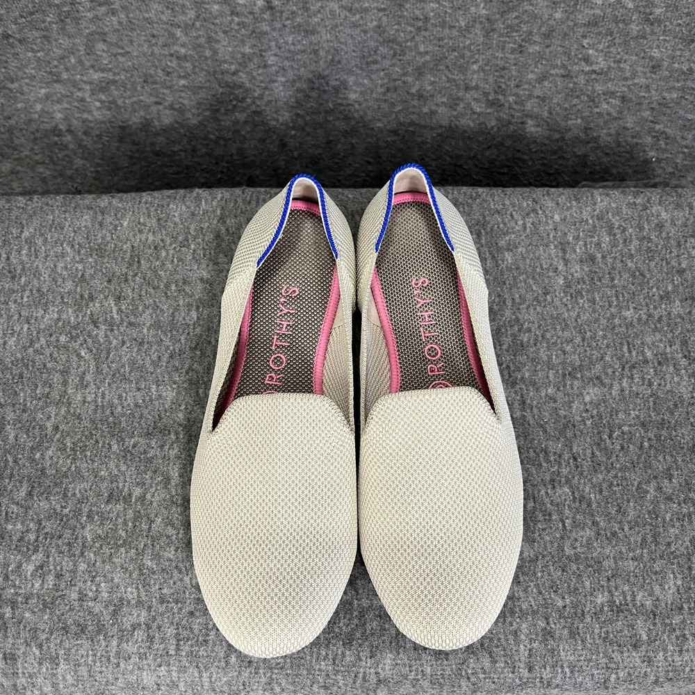 Rothy's The Loafer Double Stitch Linen Tan Cream Slip On Shoes Women's Size‎ 8.5